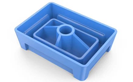 Blue injection molding thermoplastic rendered part